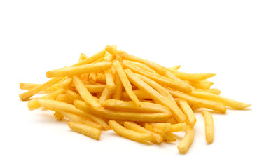 potato fry on white isolated background