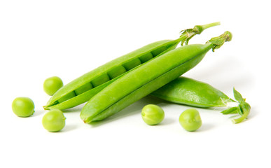 fresh green peas isolated on a white background
