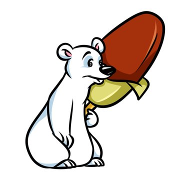 Polar bear ice cream popsicle cartoon illustration isolated image animal character 
