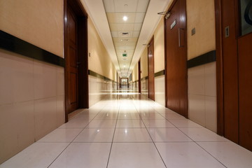 Long Corridor in the Building at night