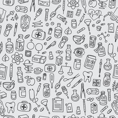 Health care doodle icons background