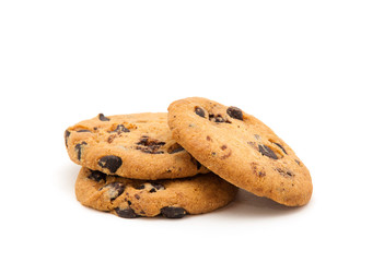 Chocolate chip cookie on white