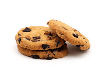 Chocolate chip cookie on white
