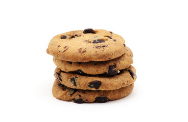 Chocolate chip cookie on white