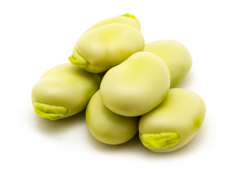 broad beans on white background