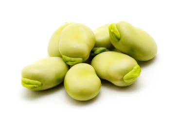 broad beans on white background