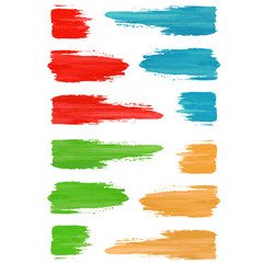 Set of colored brush strokes of paint