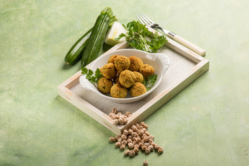 vegetarian meatballs with fennel zucchinis and chickpeas
