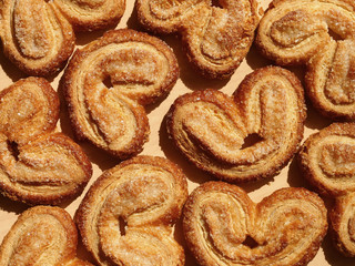 cookies of puff pastry with sugar
