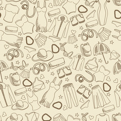 Women clothing seamless retro vector illustration