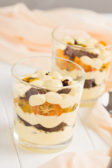 Tropical dessert in glass