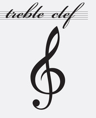 monochrome icon of treble clef 