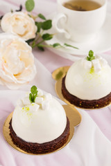 White glazed mousse cake