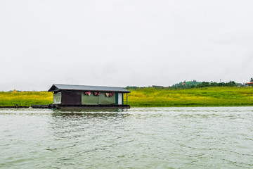 home floating lifestyle sangkhlaburi alone adjacent meadow nature island