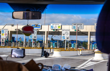 Paid highway. View from the cab car. Italy
