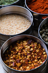 chili flakes in steel bowl