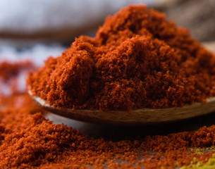 close up of red paprika spice