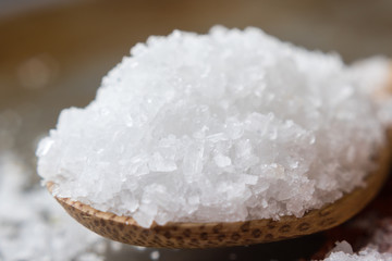  sea salt on wooden spoon