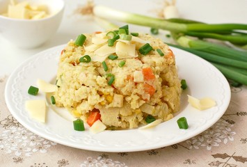 Millets with vegetables, spring onion and cheese