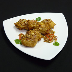 thai food - gai tod kratiem - fried chicken with garlic