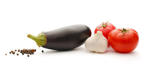 Vegetable set of tomatoes, pepper and eggplants