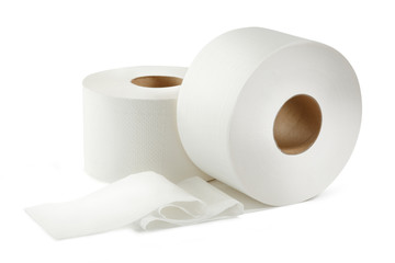 Two white toilet paper rolls