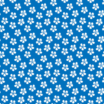 Blue Hawaiian Flowers Background Seamless Pattern