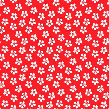 Red Hawaiian Flowers Background Seamless Pattern