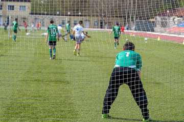 Soccer goalkeeper and net