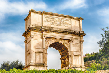 The iconic Arch of Titus in the Roman Forum, Rome