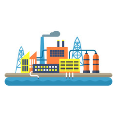 Obraz premium Factory concept illustration. Flat style vector illustration. Industrial landscape