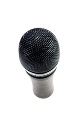 Microphone on a white background.