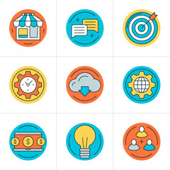 Thin Line Icon Set. Vector Flat Style Icons for Website, Mobile Application, Infographics. Business Icon Set