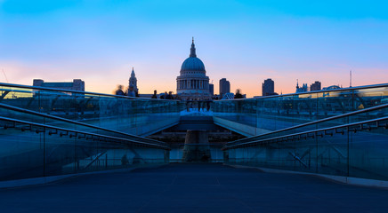 St Paul's Cathedral and the Millennium Bridge in London