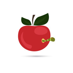 Color apple with caterpillar icon