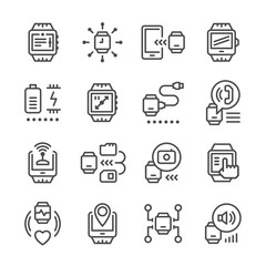 Set line icons of smart watch