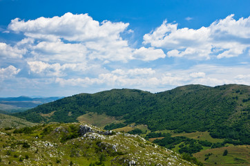 Obraz premium Panorama of Pester plateau landscape in southwest Serbia