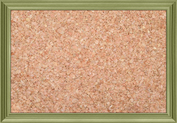cork bulletin board in a wooden frame, isolated