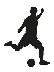 Fußballspieler mit Fußball Silhouette Fußballer Vektor freigestellt