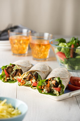 Grilled chicken burrito wraps