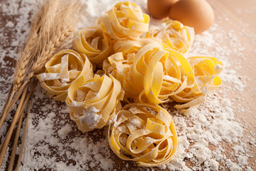 fettuccine pasta italian food still life rustic close up macro - obrazy, fototapety, plakaty