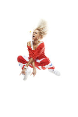 Crazy jump isolated on white