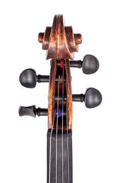 Top view of violin pegbox and pegs