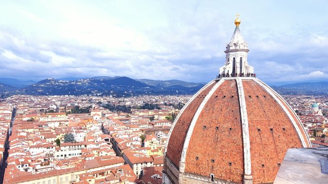 Cityscape and Top of the Dome in Florence, Italy.