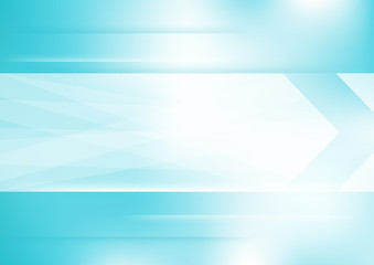 Abstract white arrow on blue and white horizontal background. 