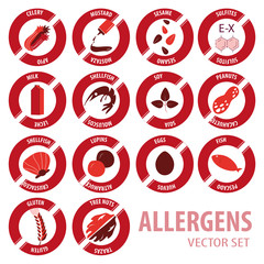 Food allergens vector set