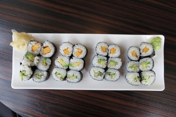Kappa, avocado and oshinko vegan maki