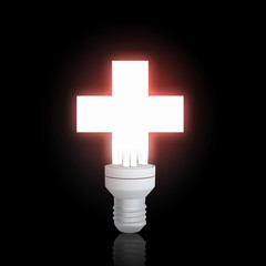 Obraz premium Glowing bulb in darkness