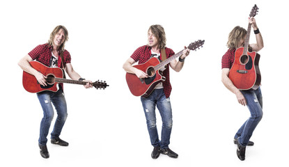 musician play guitar on studio