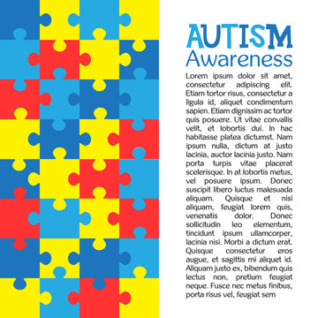 World autism awareness day. Colorful puzzles vector background. Symbol of autism. Medical flat illustration. Health care